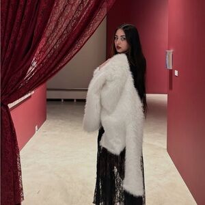 Elegant White Faux Fur Coat